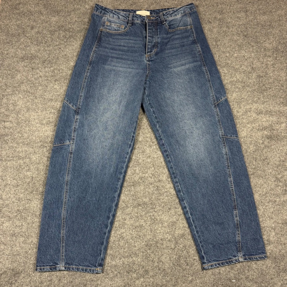 Habitual Barrel Leg Seamed Jeans Womens 10/30 Blue Cotton Blend 33x27 EUC